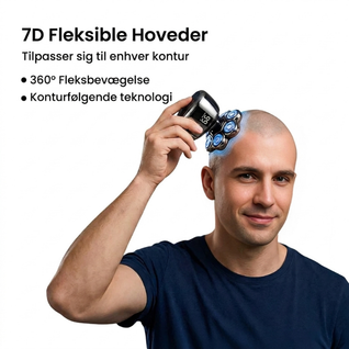 7D Elektrisk barbermaskine til hoved og skæg – vandtæt multitrimmer