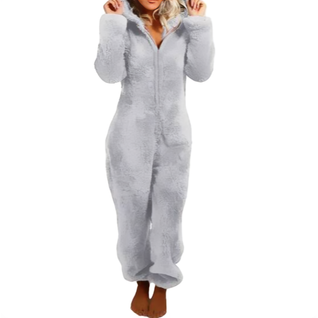 Fleece-jumpsuit til kvinder – varm jumpsuit til hjemmebrug, afslapning og kolde aftener