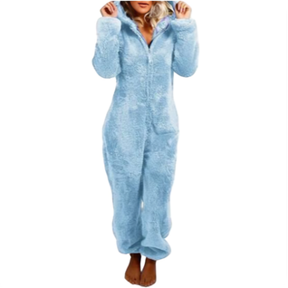 Fleece-jumpsuit til kvinder – varm jumpsuit til hjemmebrug, afslapning og kolde aftener