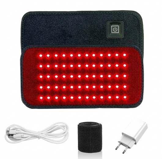 NordCura™ rødlys-terapibælte med 60 infrarøde LED-dioder til smertelindring og muskelgenopretning – fleksibelt puder med USB-opladning og justerbar rem