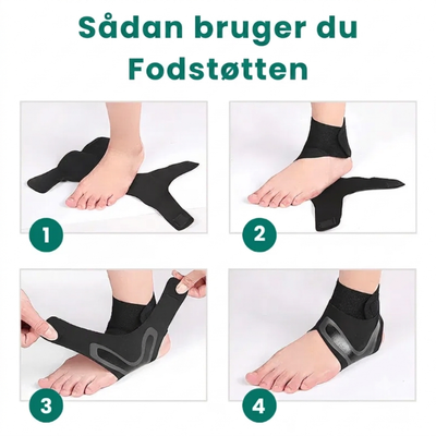 Ankelstøtte i sort neopren med elastisk støtte til anklen og fodbuen – egnet ved plantar fasciit, pronation og smerter i hælen