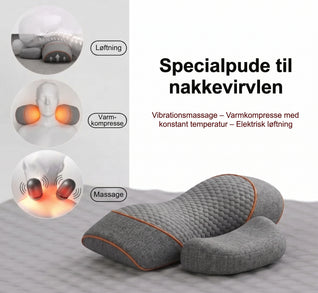 3-i-1 Nakkemassagepude med varme, vibration og nakkestrækning