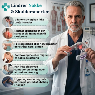 NeuroRelax Pro 2.0 – elektrisk nakkemassager med EMS 3.0-teknologi og indbygget rødlysbehandling til dyb muskelstimulering og lindring af nakkesmerter