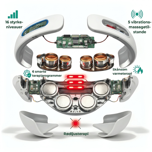 NeuroRelax Pro 2.0 – elektrisk nakkemassager med EMS 3.0-teknologi og indbygget rødlysbehandling til dyb muskelstimulering og lindring af nakkesmerter
