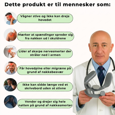 Produkt til nakkemassage til personer med nakkesmerter, migræne, muskelspændinger, nervesmerter og stiv nakke
