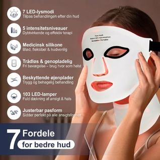 InfraRelief™ Ansigtsmaske 2.0 – Rødlysbehandling for bedre hudpleje