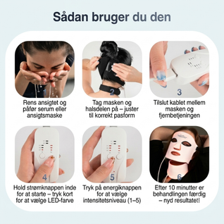 InfraRelief™ Ansigtsmaske 2.0 – Rødlysbehandling for bedre hudpleje