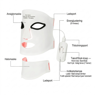 InfraRelief™ Ansigtsmaske 2.0 – Rødlysbehandling for bedre hudpleje