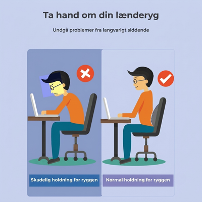 Rygstøtte, der strækker rygsøjlen, mindsker trykket og korrigerer kropsholdningen – hjælper mod rygsmerter, graviditetsgener og stivhed.