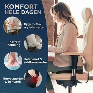 Ergonomisk siddepude – Siddepude af hukommelsesskum mod ryg- og halebenssmerter til bilen og kontoret