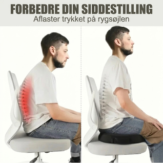 Ergonomisk siddepude – Siddepude af hukommelsesskum mod ryg- og halebenssmerter til bilen og kontoret