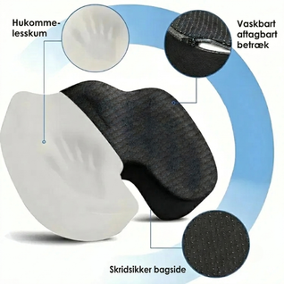 Ergonomisk siddepude – Siddepude af hukommelsesskum mod ryg- og halebenssmerter til bilen og kontoret