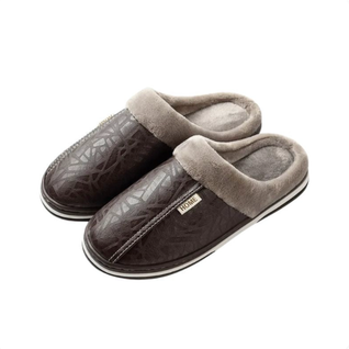 Varmeforede indendørs hjemmesko i kunstlæder – skridsikre slip-on-hjemmesko med varm krave