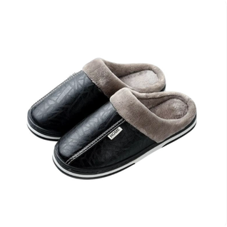 Varmeforede indendørs hjemmesko i kunstlæder – skridsikre slip-on-hjemmesko med varm krave